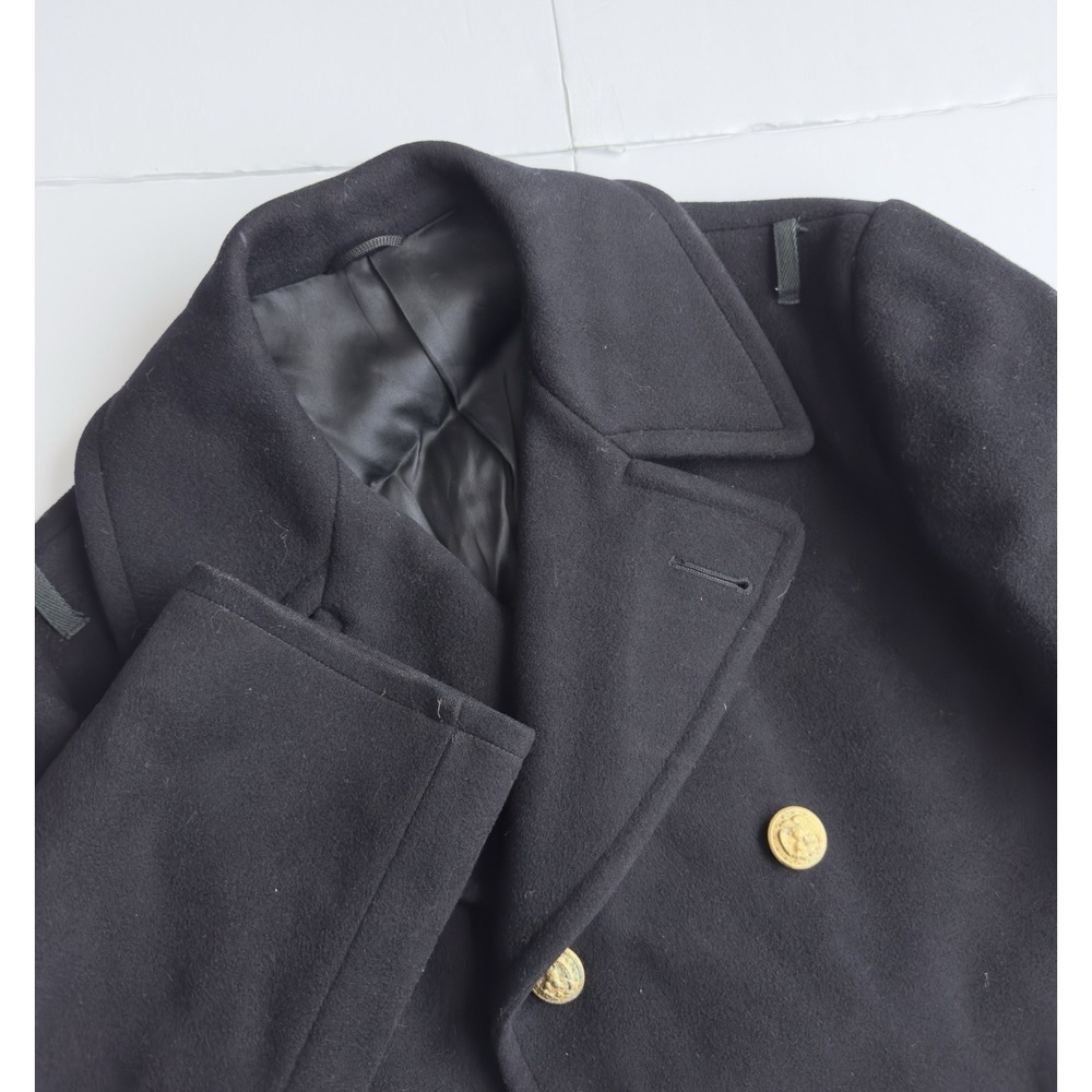 VTG U.S. Navy Mens Double Breasted 100% Wool Gold Button Peacoat Navy Blue 38XL